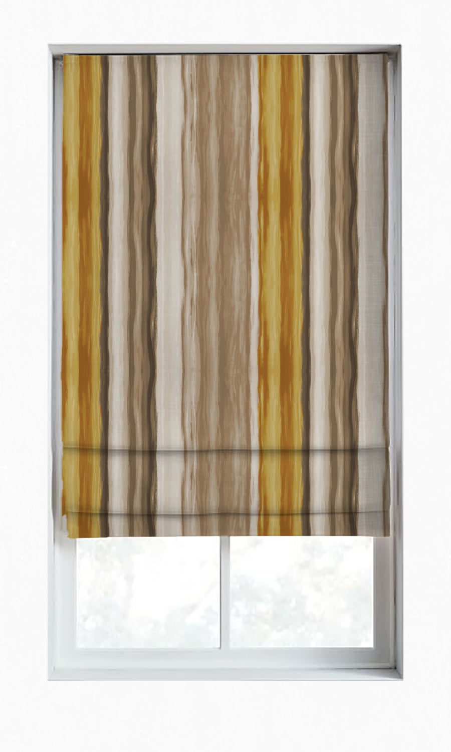 Room Darkening Striped Home Décor Fabric By the Yard (Yellow/ Brown)