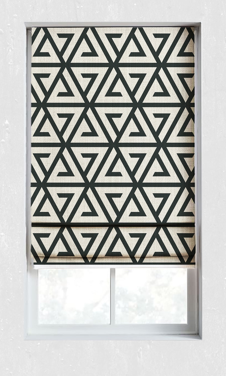 Geometrical Patterned Window Treatments Fabric Sample (Black/ Ivory)