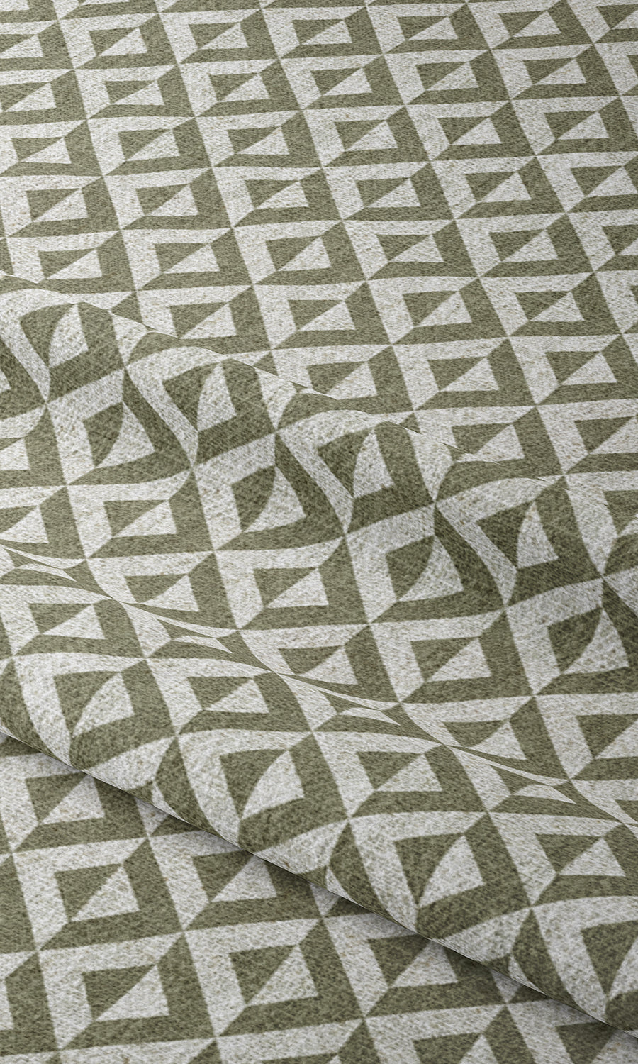 Geometric Print Window Treatments Fabric By the Metre (Green/ White)
