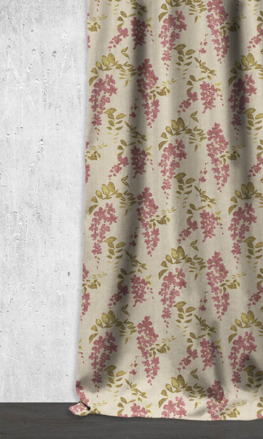 Dimout Floral Home Décor Fabric Sample (Pink/ Cream)