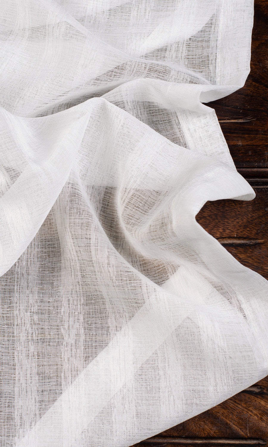 Textured Striped Sheer Fabric Sample for Roman Blinds & Shades (White)