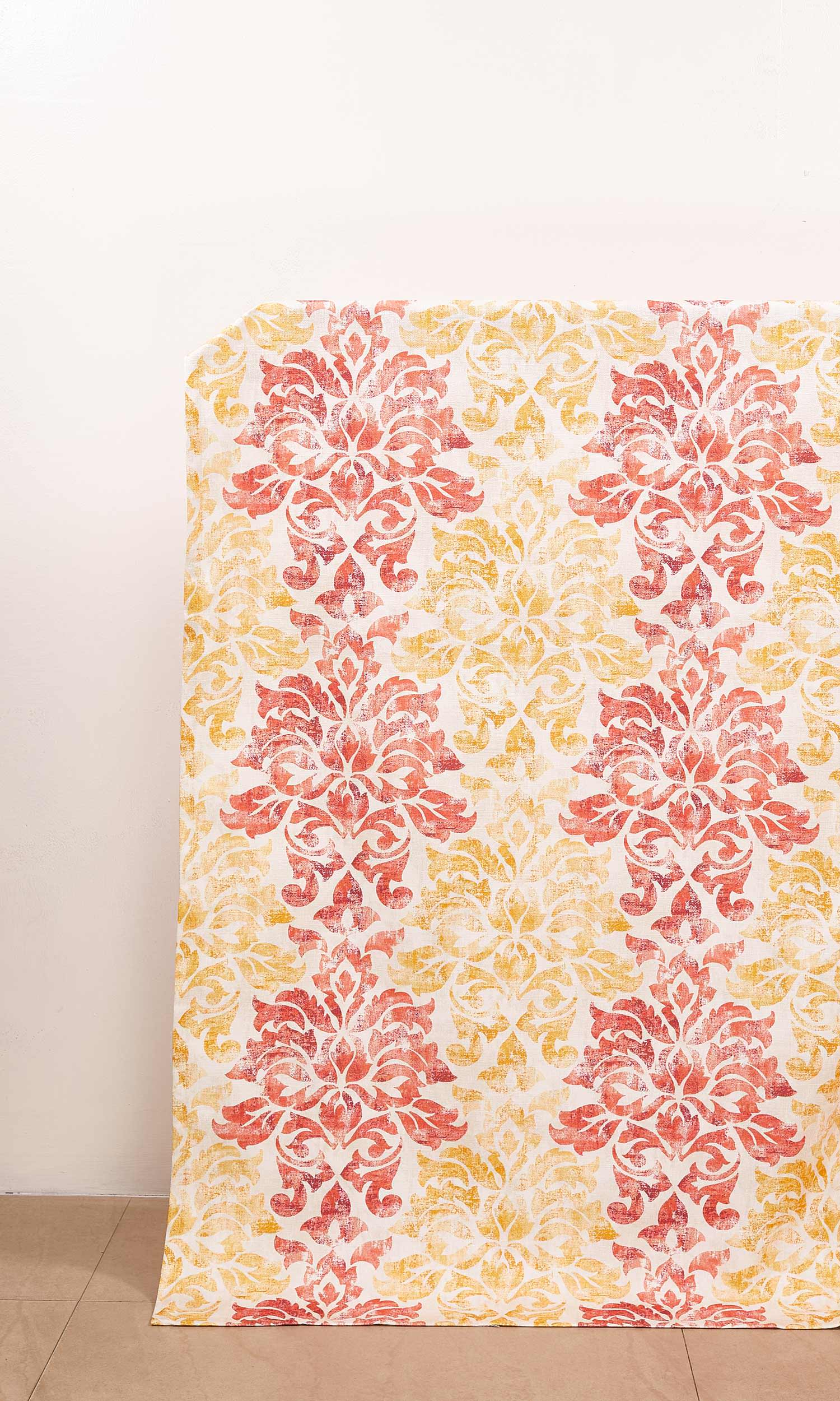 Printed Window Treatments Fabric By the Yard (Red/ Yellow)