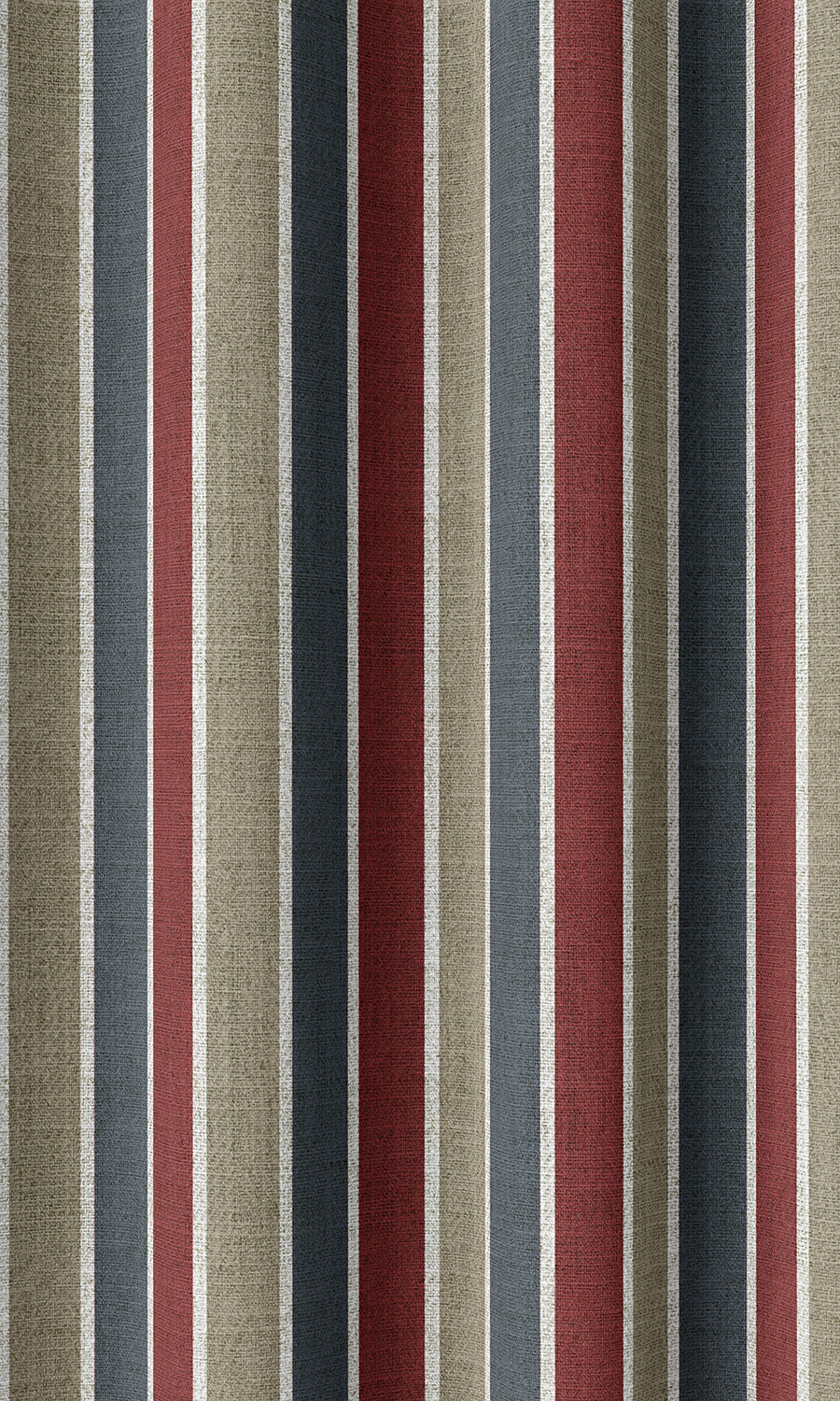 Striped Home Décor Fabric Sample (Grey/ Red/ Slate Blue)