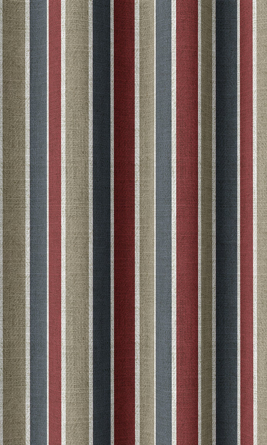 Striped Blinds (Grey/ Red/ Slate Blue)