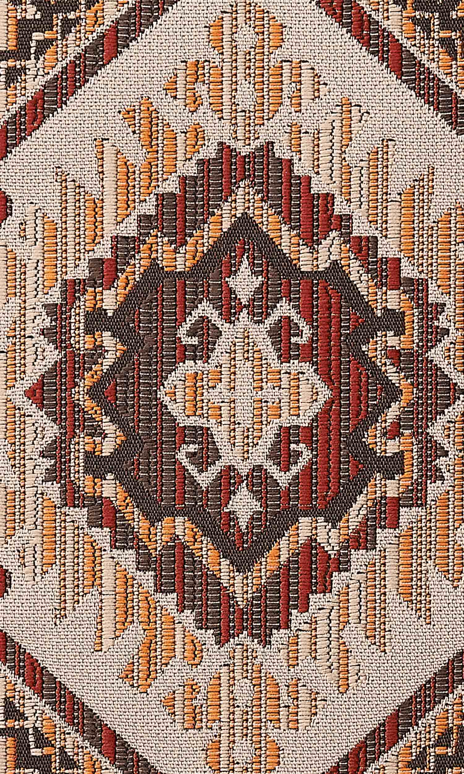 Aztec Print Home Textile Fabric Material Sample (Burnt Brown/ Red/ Yellow)