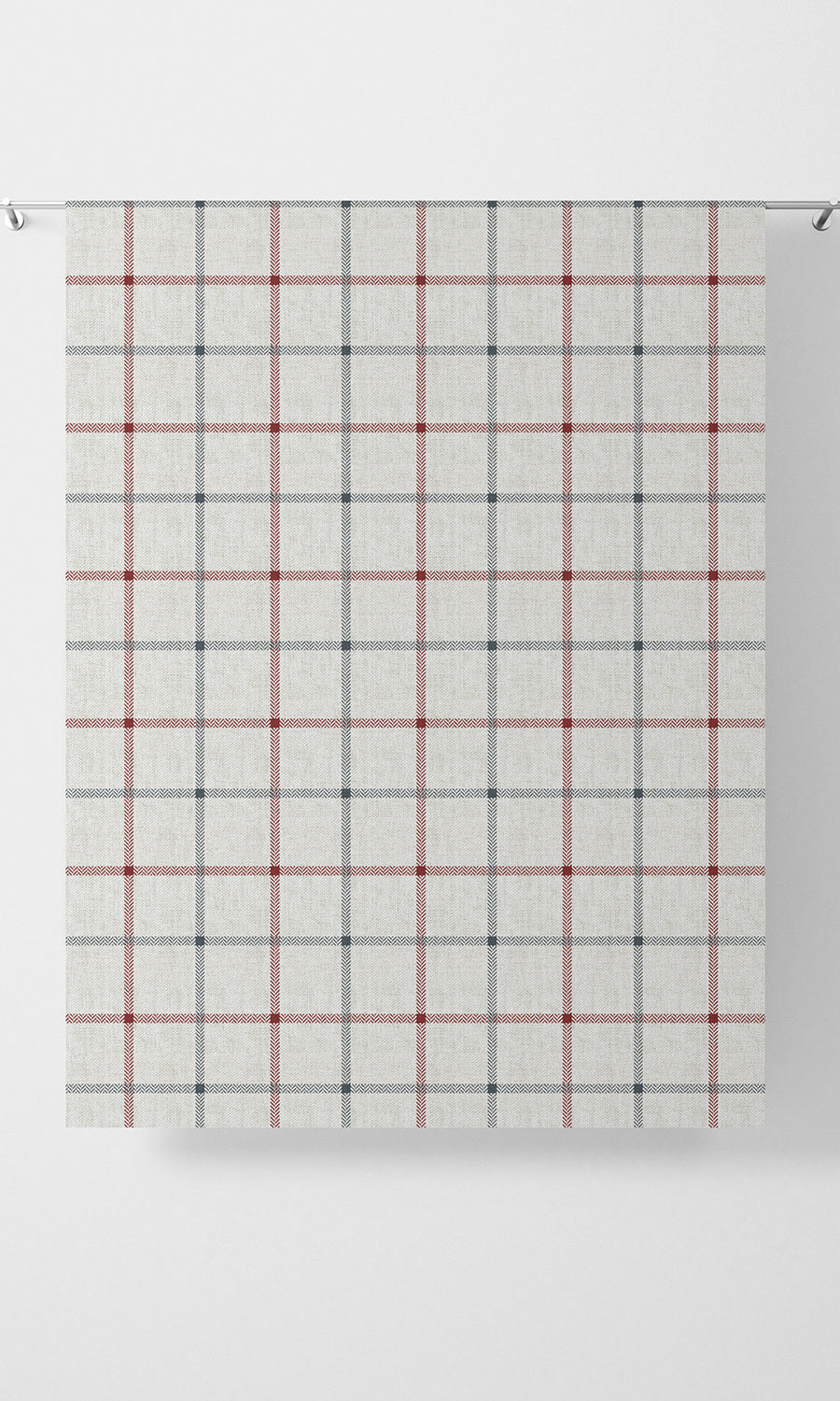 Check Patterned Fabric Material By the Yard (Linen White/ Red)