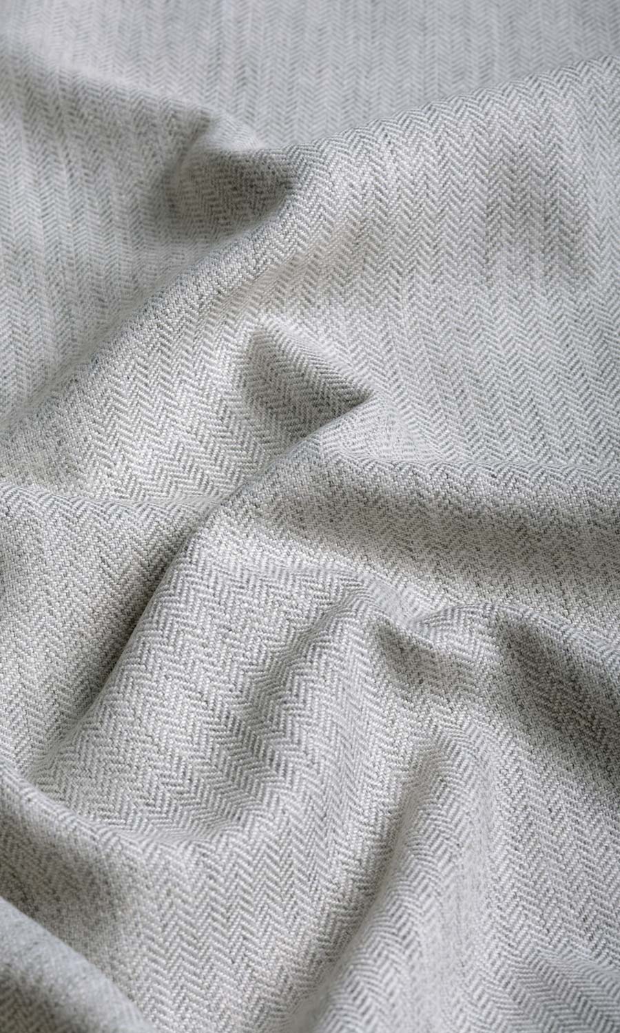 Herringbone Textured Fabric By the Yard for Curtains & Drapes (Smoke White)