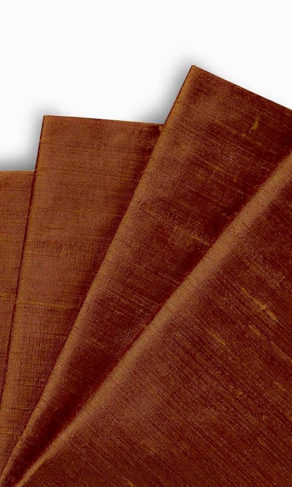 Pure Silk Window Treatments Fabric By the Yard (Copper Orange)