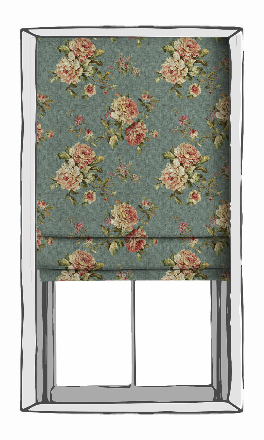 Floral Country Window Treatments Fabric By the Yard (Blue & Pink)