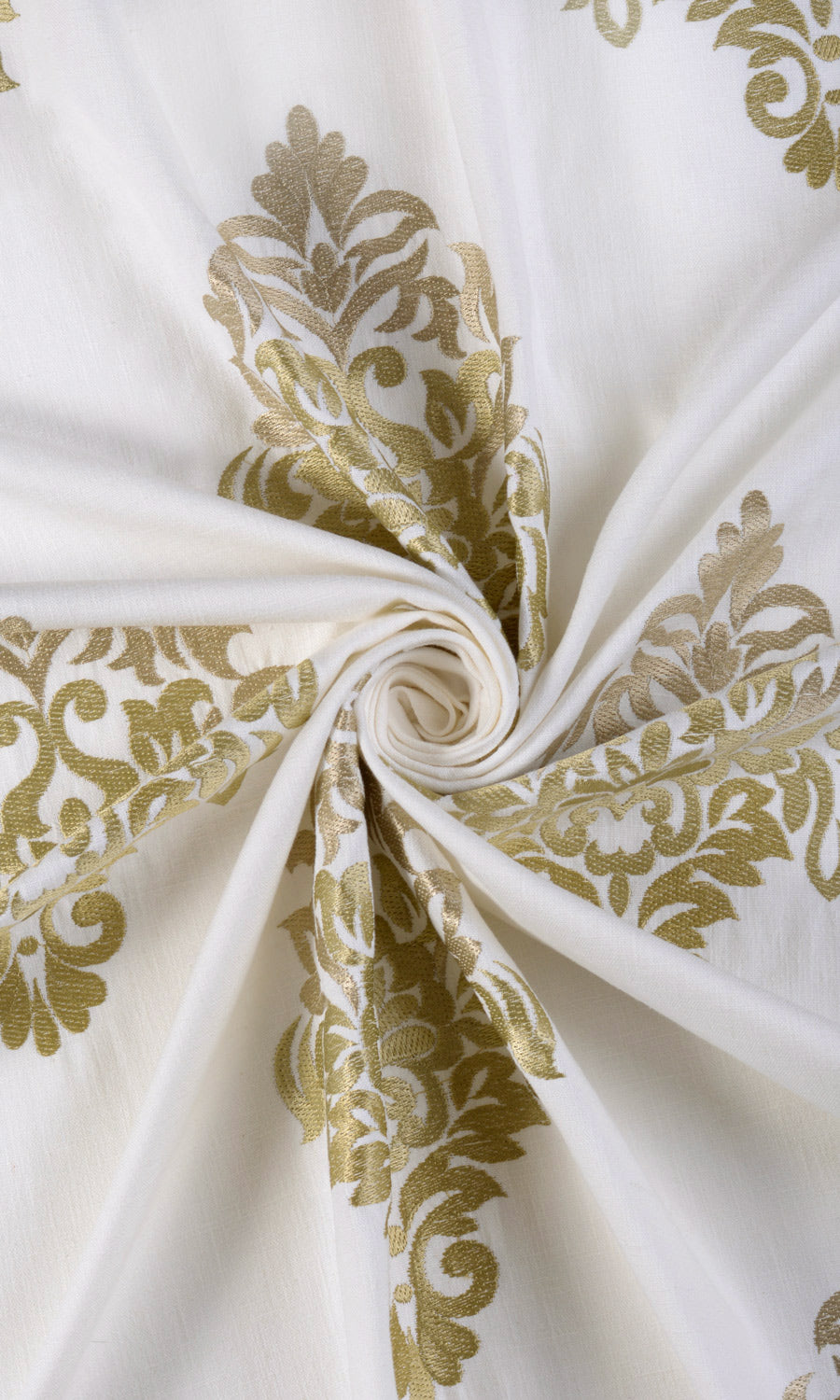 Damask Patterned  Fabric Material By the Yard (Ivory/ Beige/ Brown)