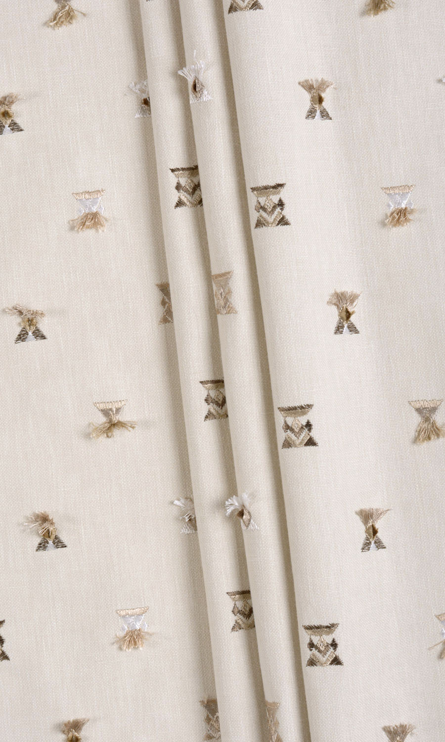 Embroidered Fabric Material By the Yard (Beige/ Brown/ White)