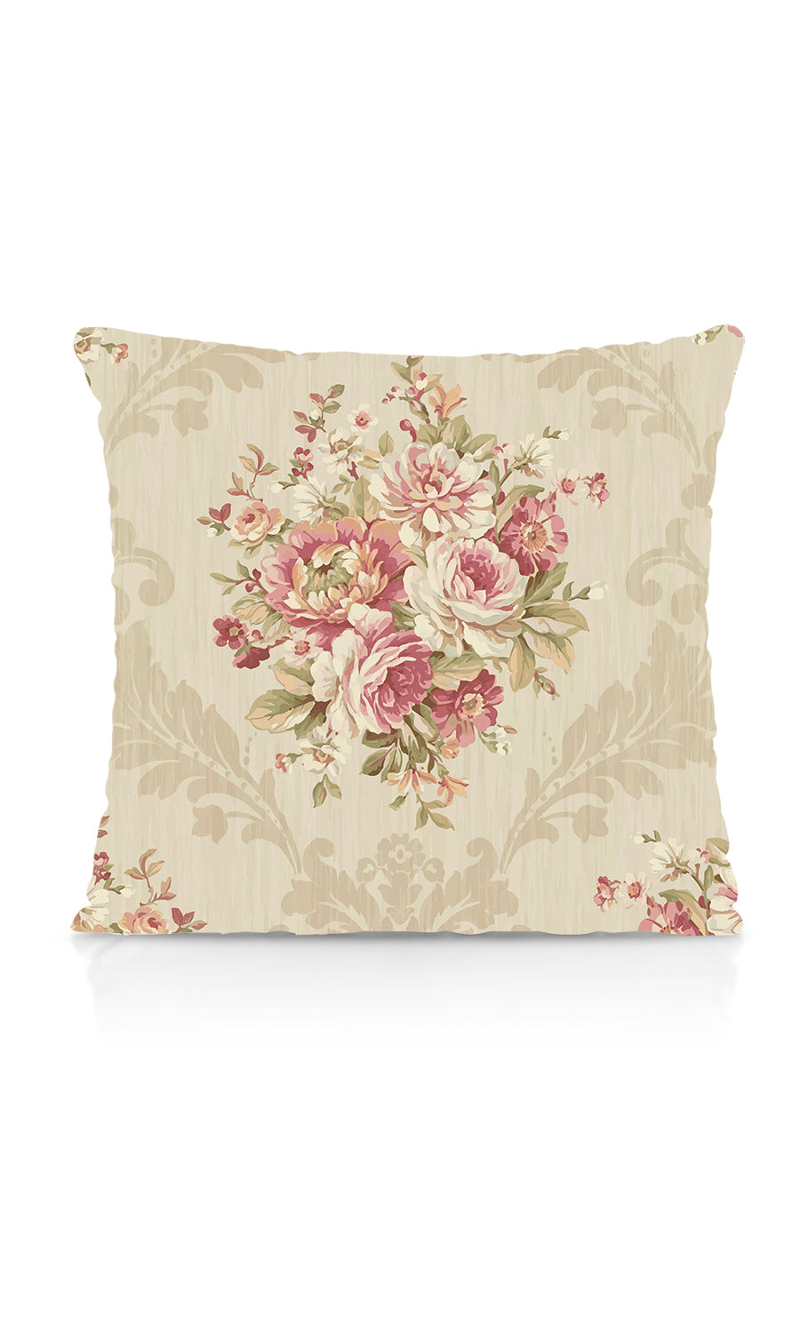 Dimout Floral Fabric Material By the Yard (Pink/ Creamy-Beige)