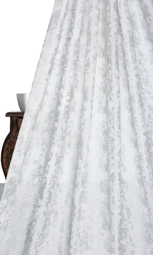 Metallic Accents Semi-Sheer Home Décor Fabric By the Yard (White)