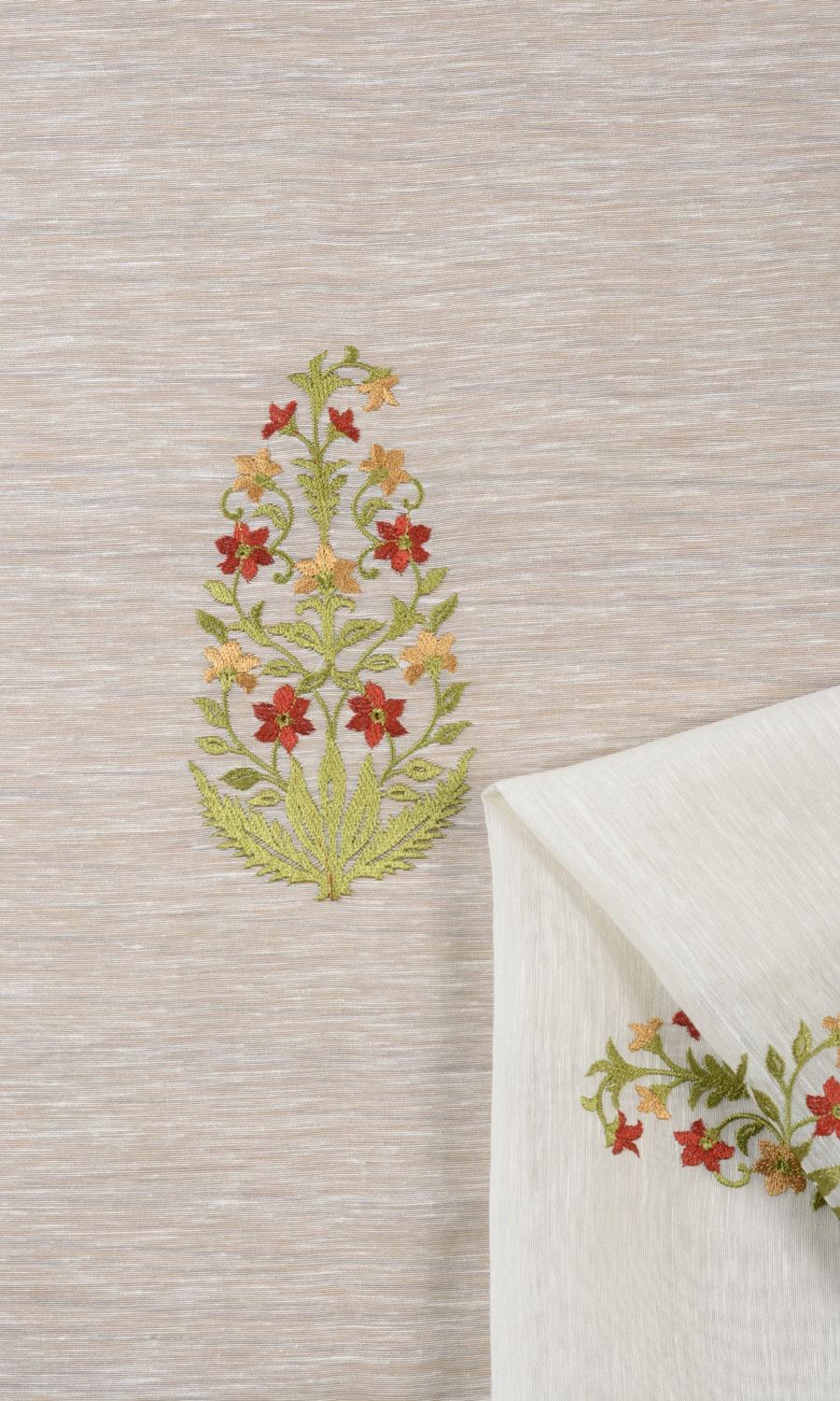 Sheer Floral Paisley Window Treatments Fabric By the Yard (Cream/ Green/ Red/ Orange)