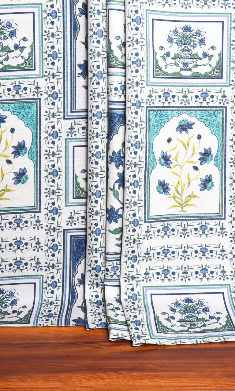 Floral Cotton Home Textile Fabric Material By the Yard (Blue/ Green)