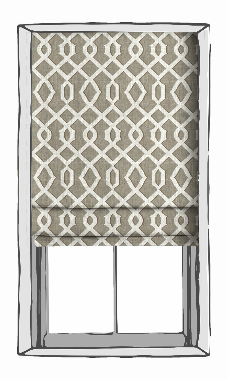 Trellis Patterned Window Treatments Fabric Sample (Grey & White)