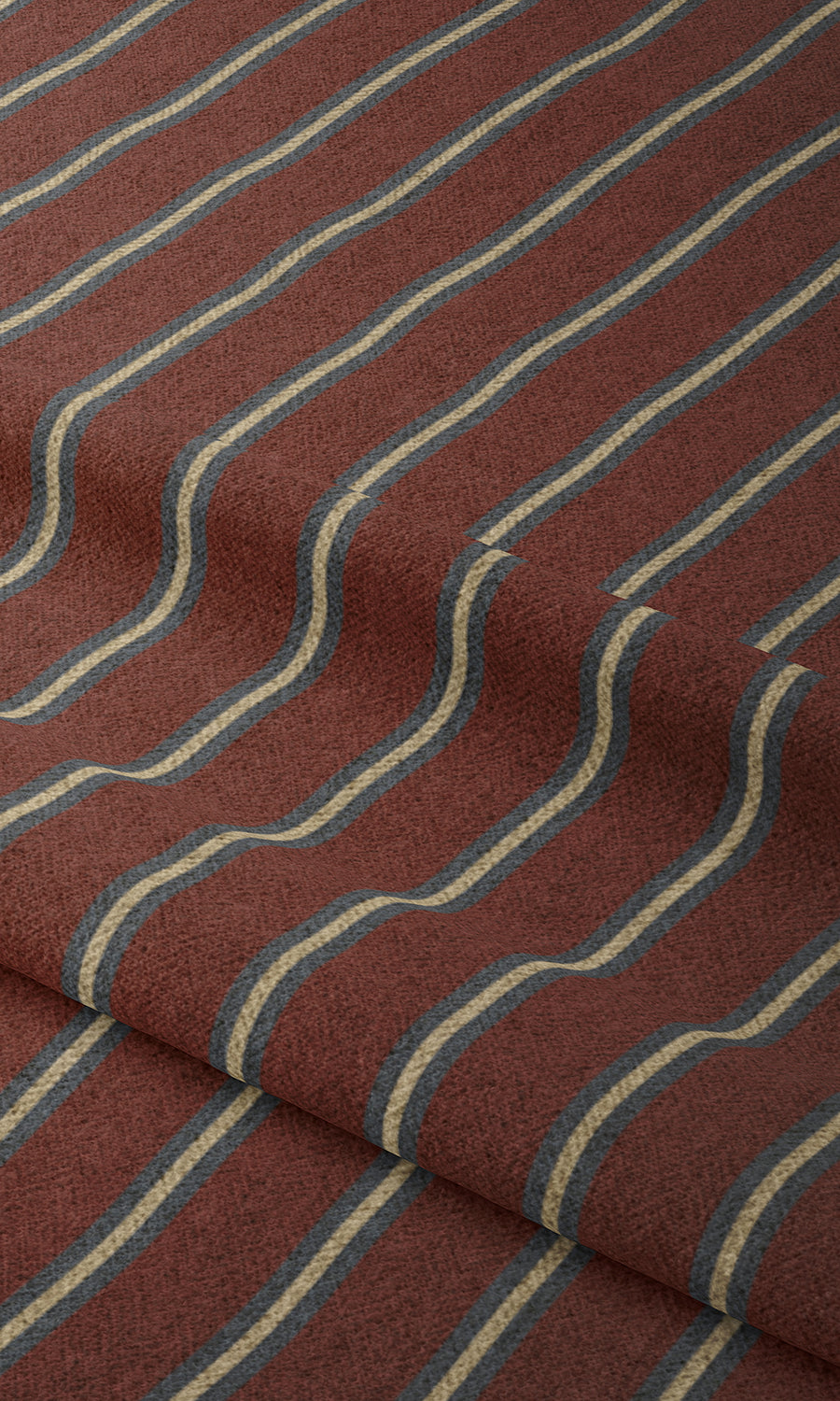 Striped Fabric Material By the Yard (Red & Grey)