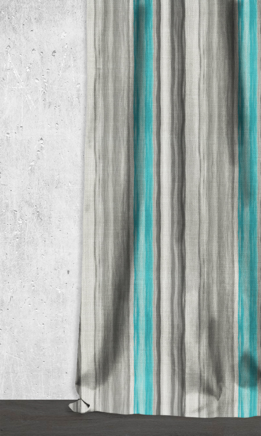 Watercolor Effect Striped Window Treatments Fabric By the Metre (Grey/ Blue)