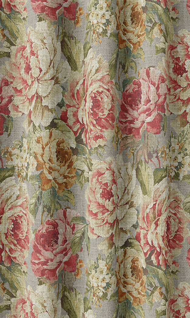 Floral Print Home Textile Fabric Material By the Metre (Pink/ Orange)