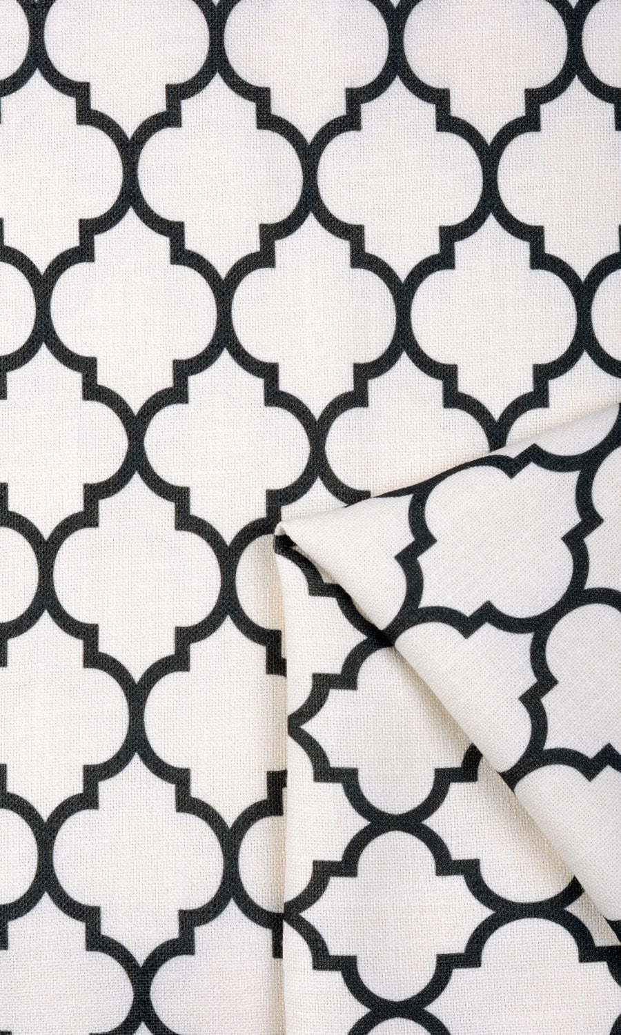 Moroccan Tiled Home Textile Fabric Material By the Yard (Cream/ Black)