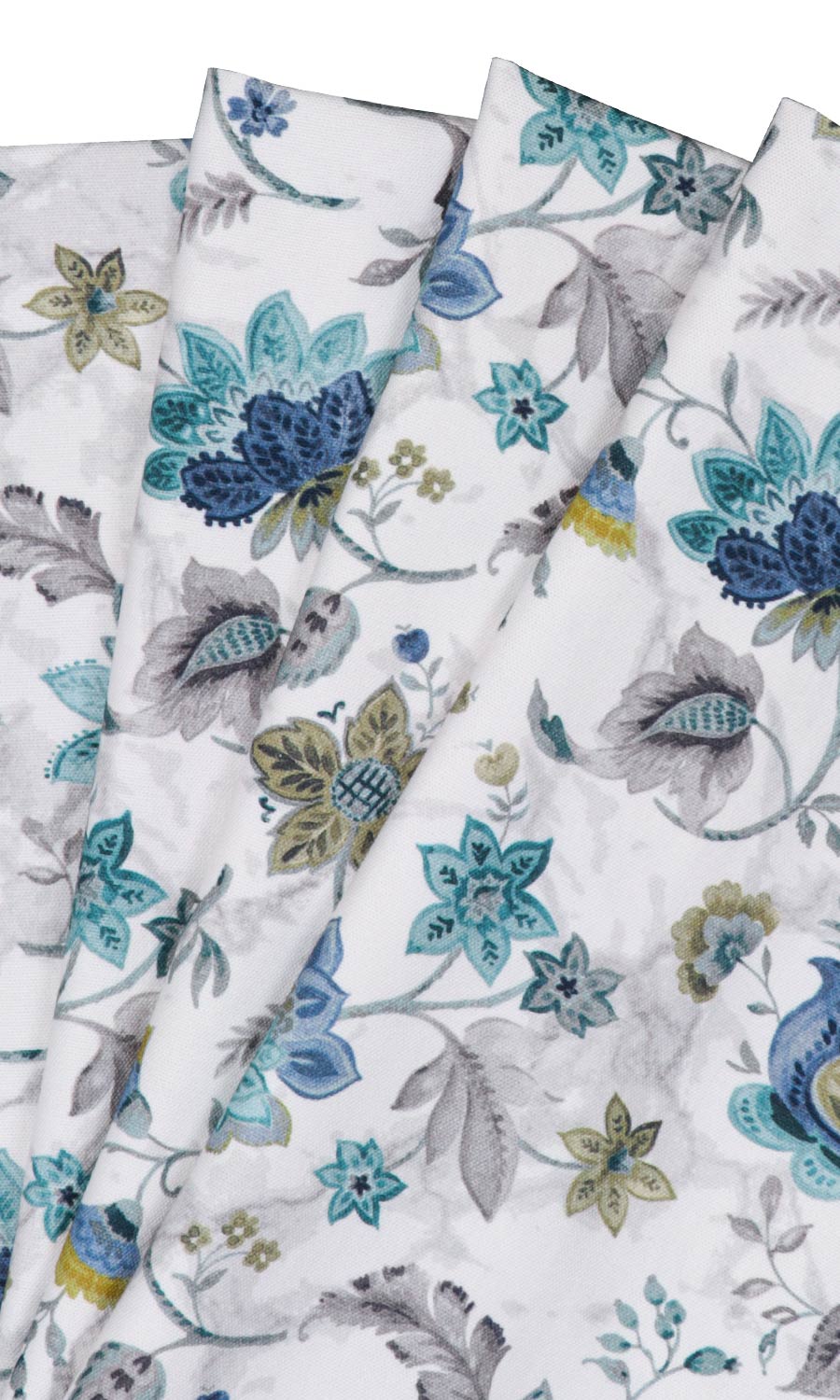 Floral Cotton Free Fabric Material Sample (Grey/ Blue)