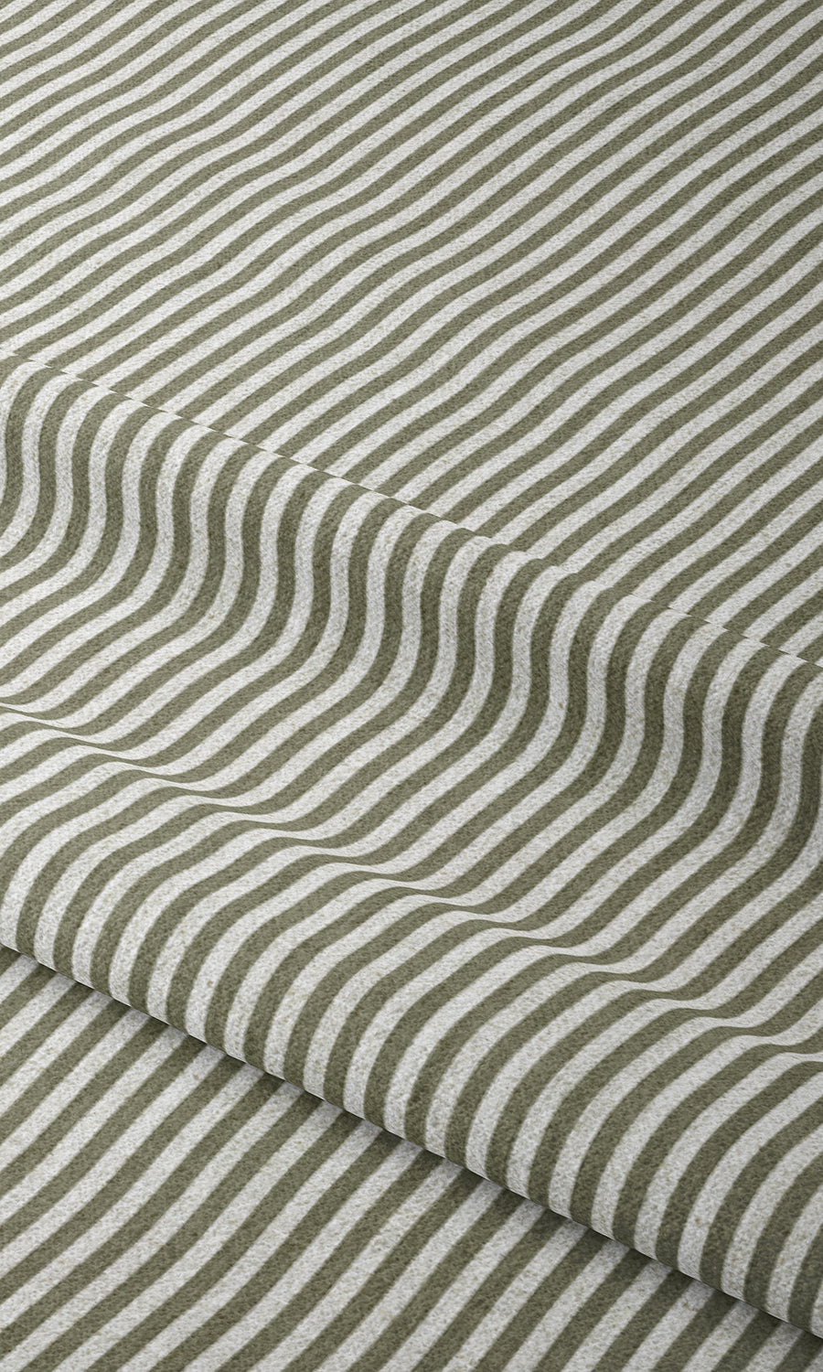 Striped Window Treatments Fabric Sample (Olive Green/ White)