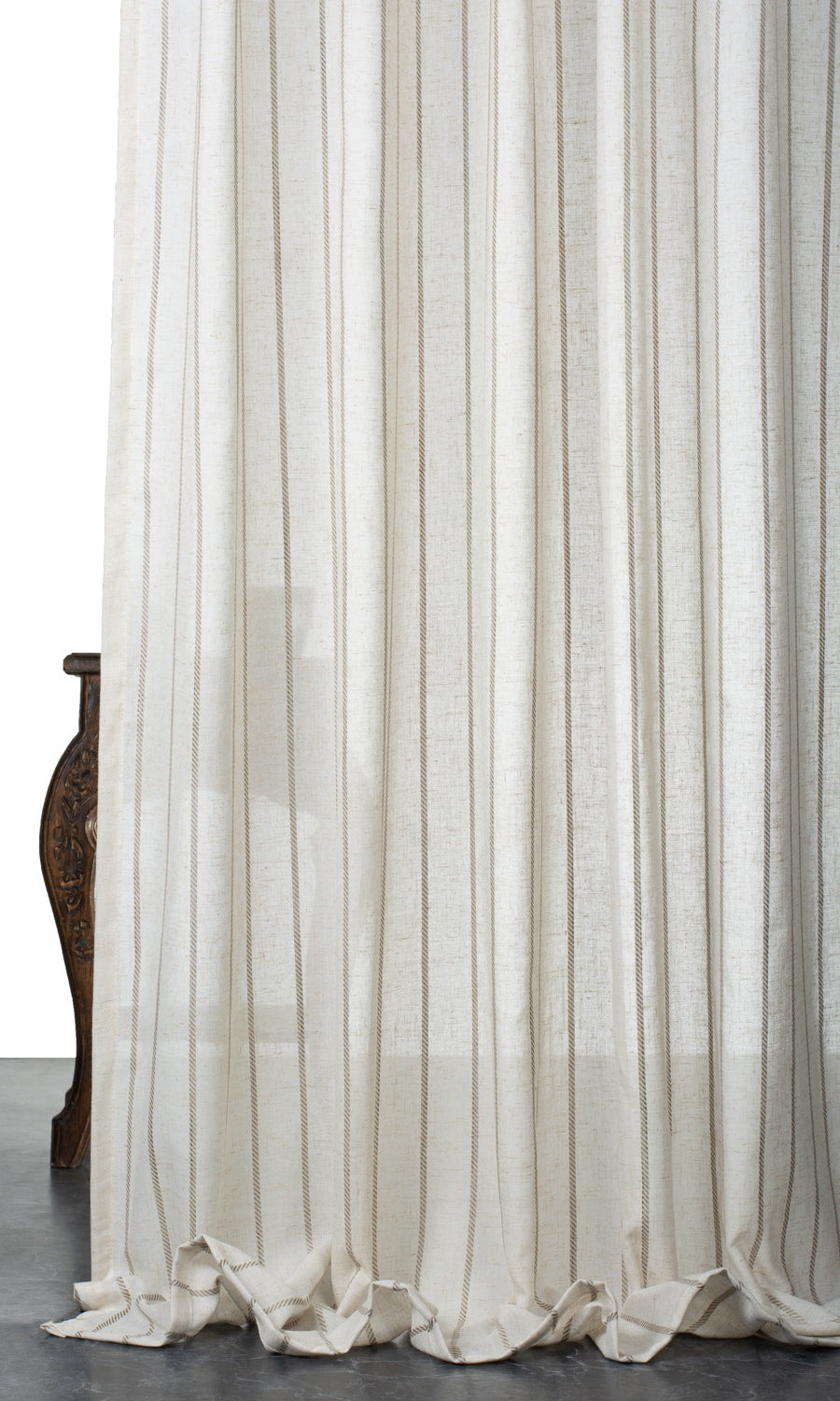 Striped Sheer Window Treatments Fabric Sample (Cream/ Brown)