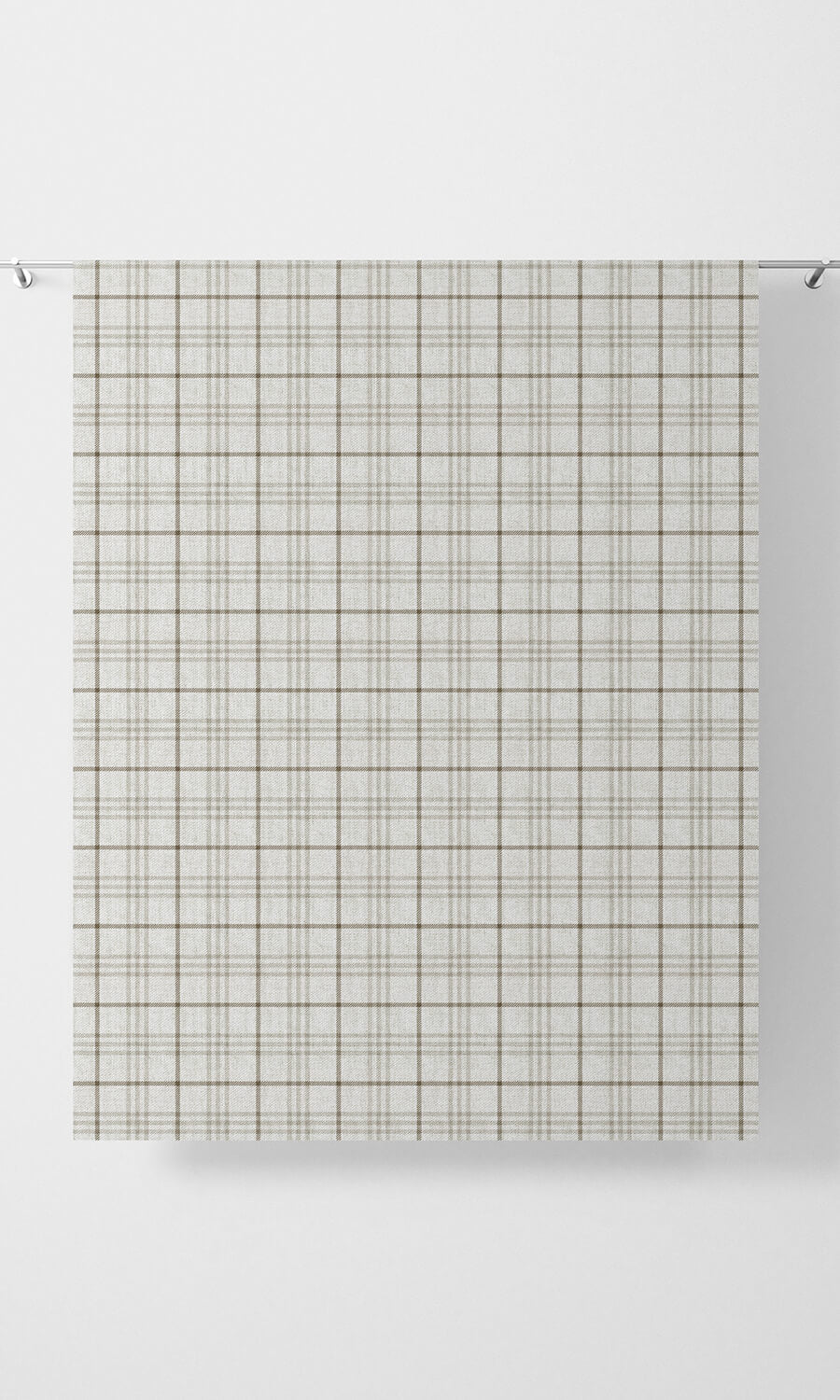 Checkered Fabric Material By the Yard (Linen White/ Pale Brown)