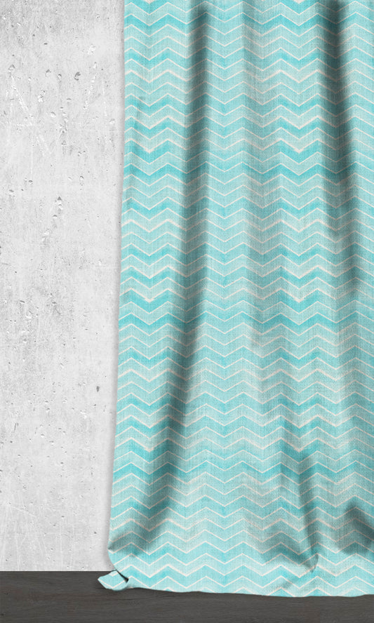Chevron Print Blinds (Eggshell White/ Blue)