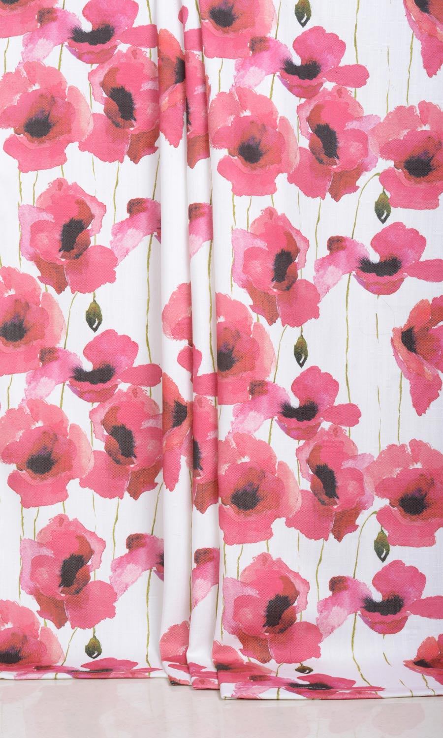 Water Lilies Floral Window Treatments Fabric By the Yard (Pink)