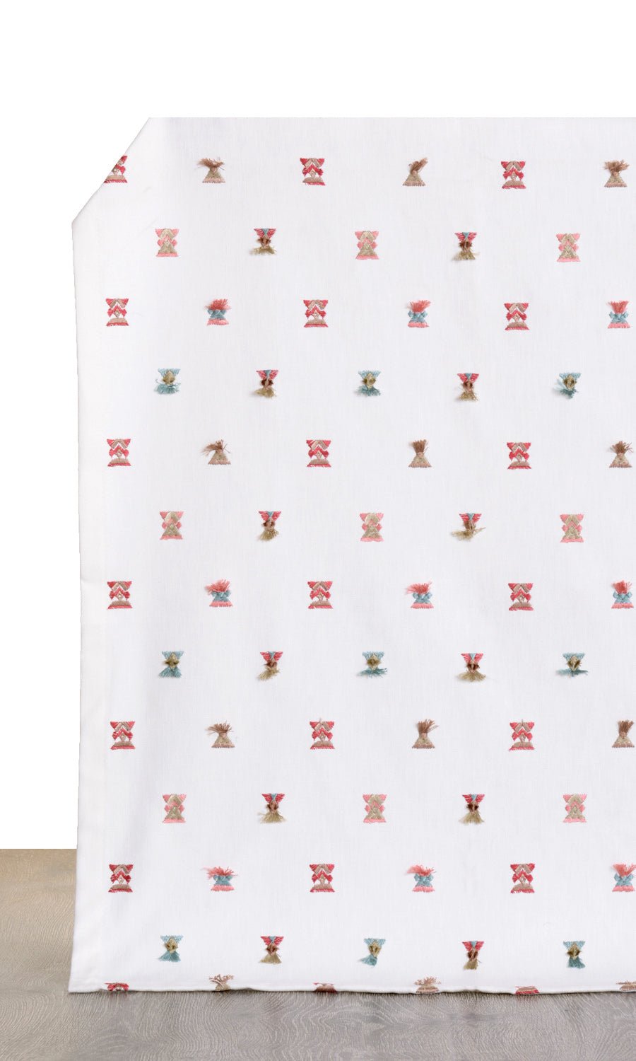 Embroidered Fabric Sample for Roman Blinds & Shades (Red/ Pink/ Blue/ White)