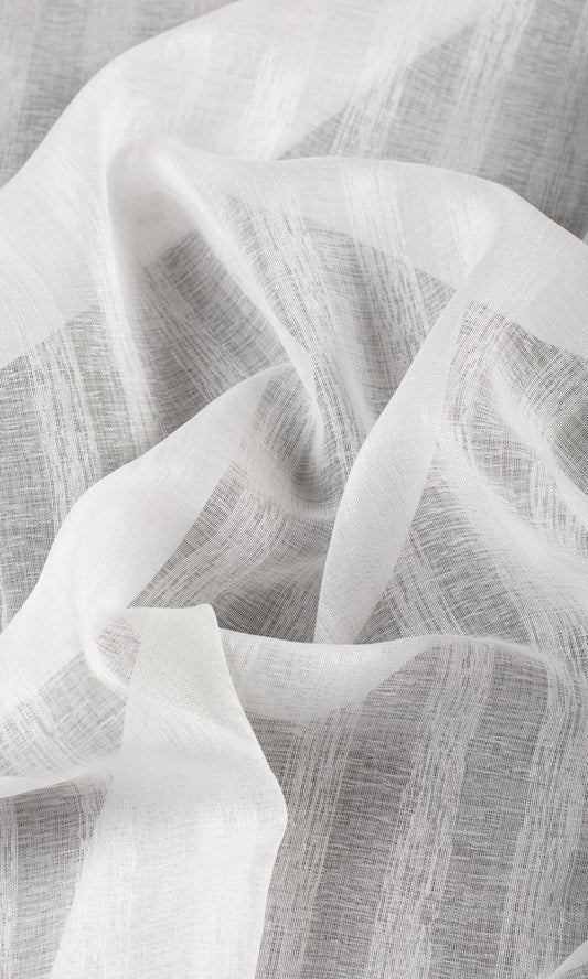 Striped Sheer Home Décor Fabric By the Yard (White)