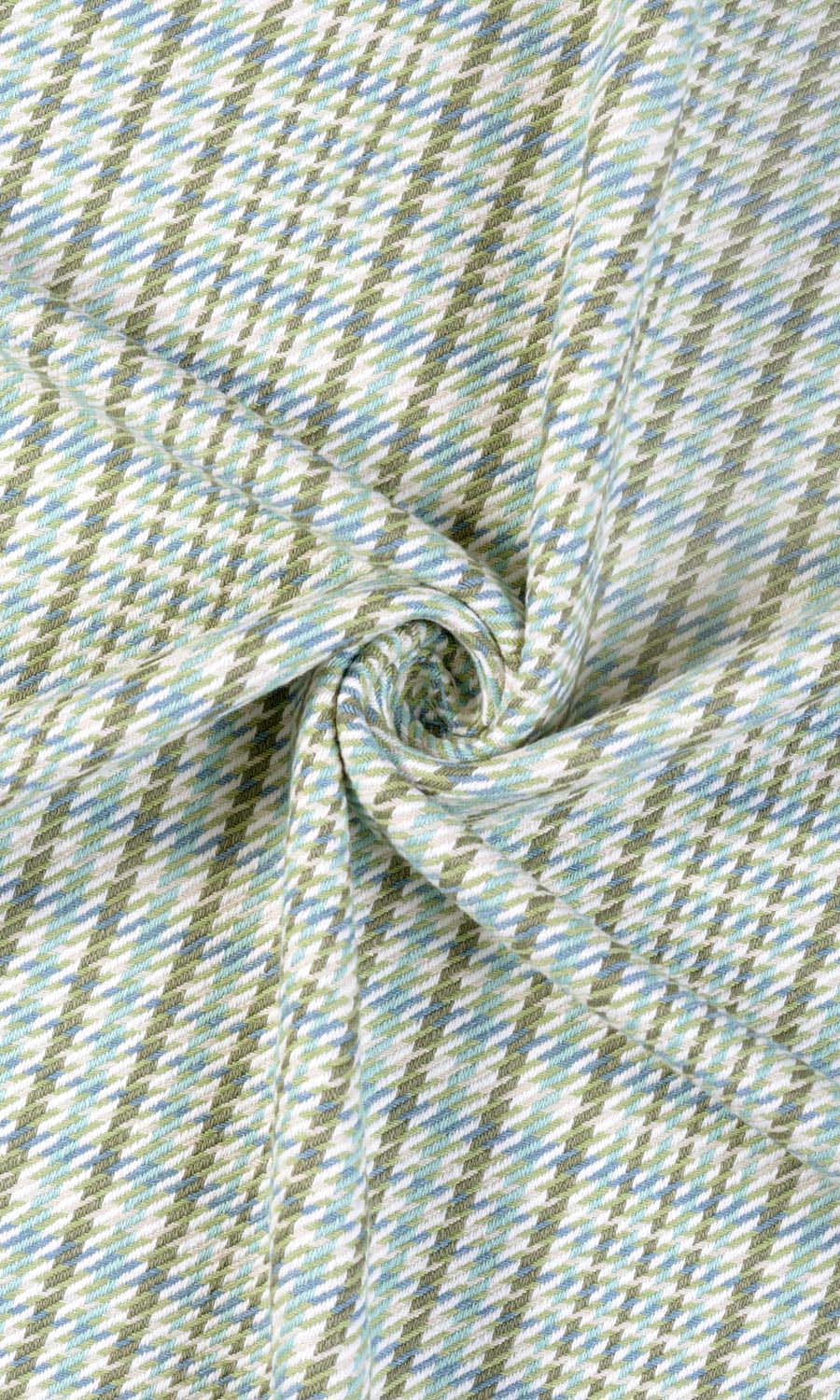 Houndstooth Cotton Fabric Material By the Yard (Green/ Blue)
