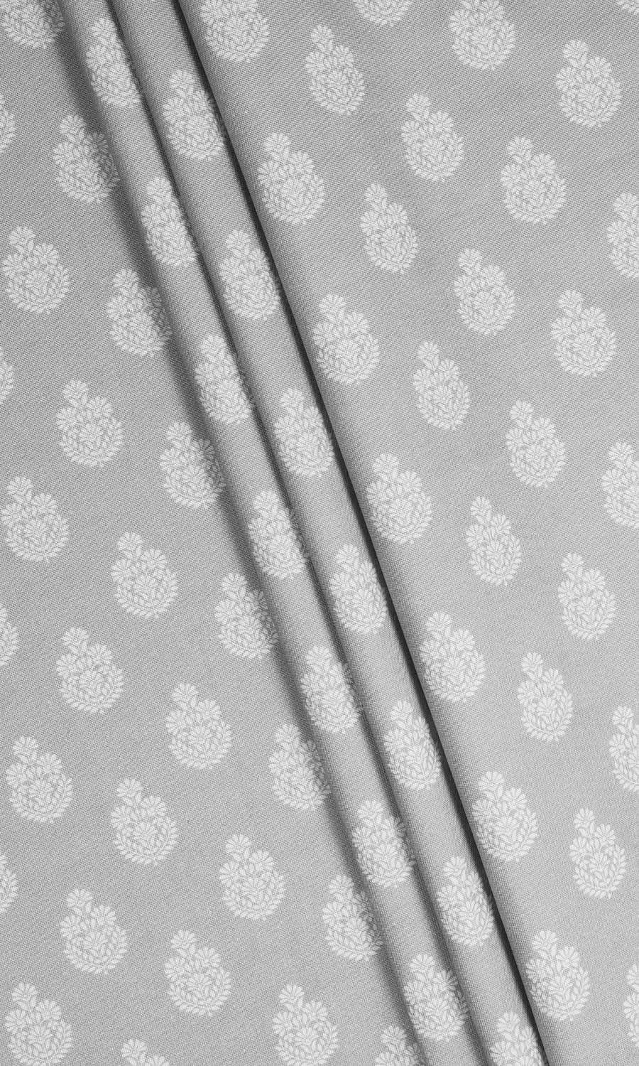 Floral Cotton Home Décor Fabric By the Yard (Silver Grey)