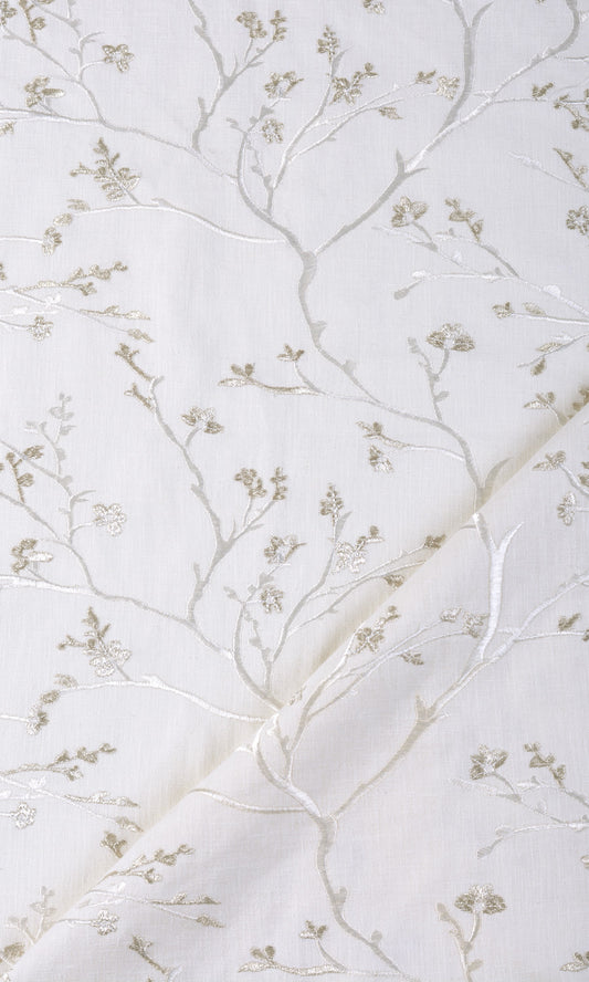 Floral Vine Patterned Blinds (Pure White/ Gray)