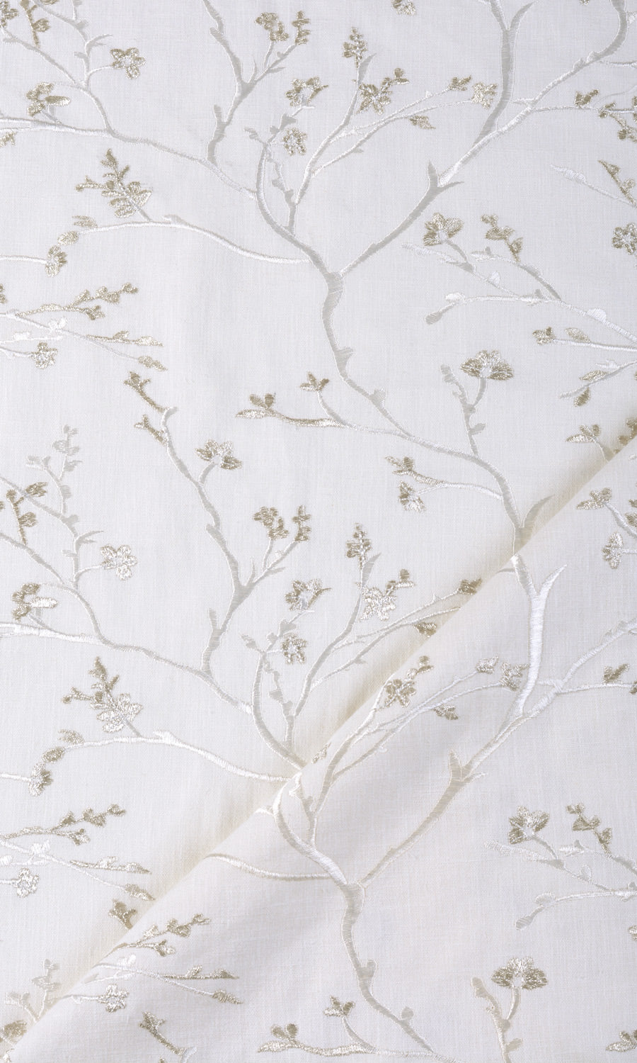 Floral Vine Patterned Home Décor Fabric By the Yard (Pure White/ Gray)