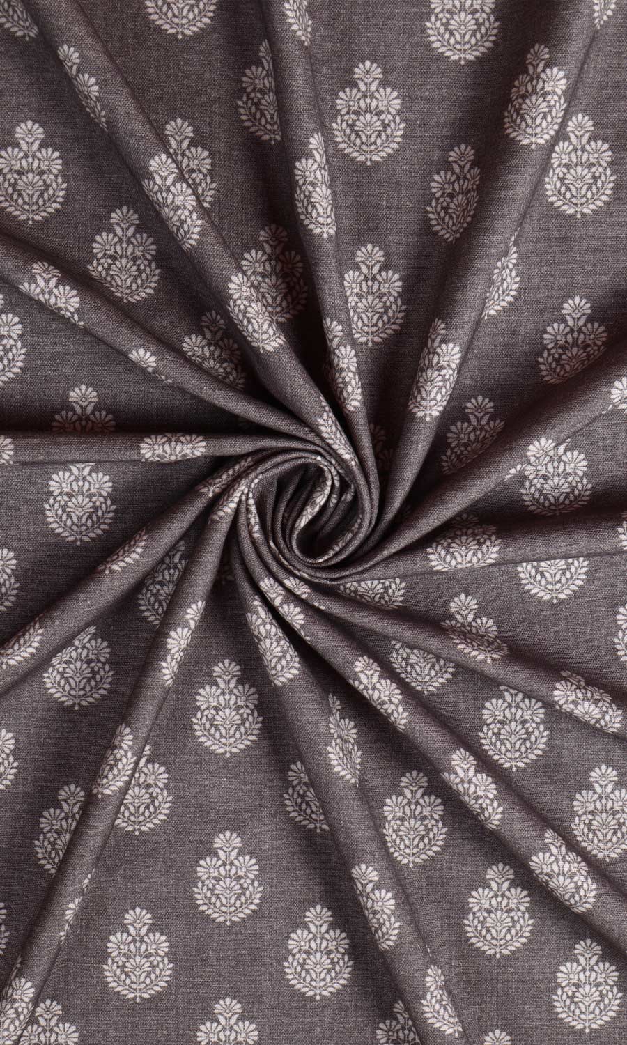 Floral Cotton Home Textile Fabric Material By the Yard (Charcoal Grey)
