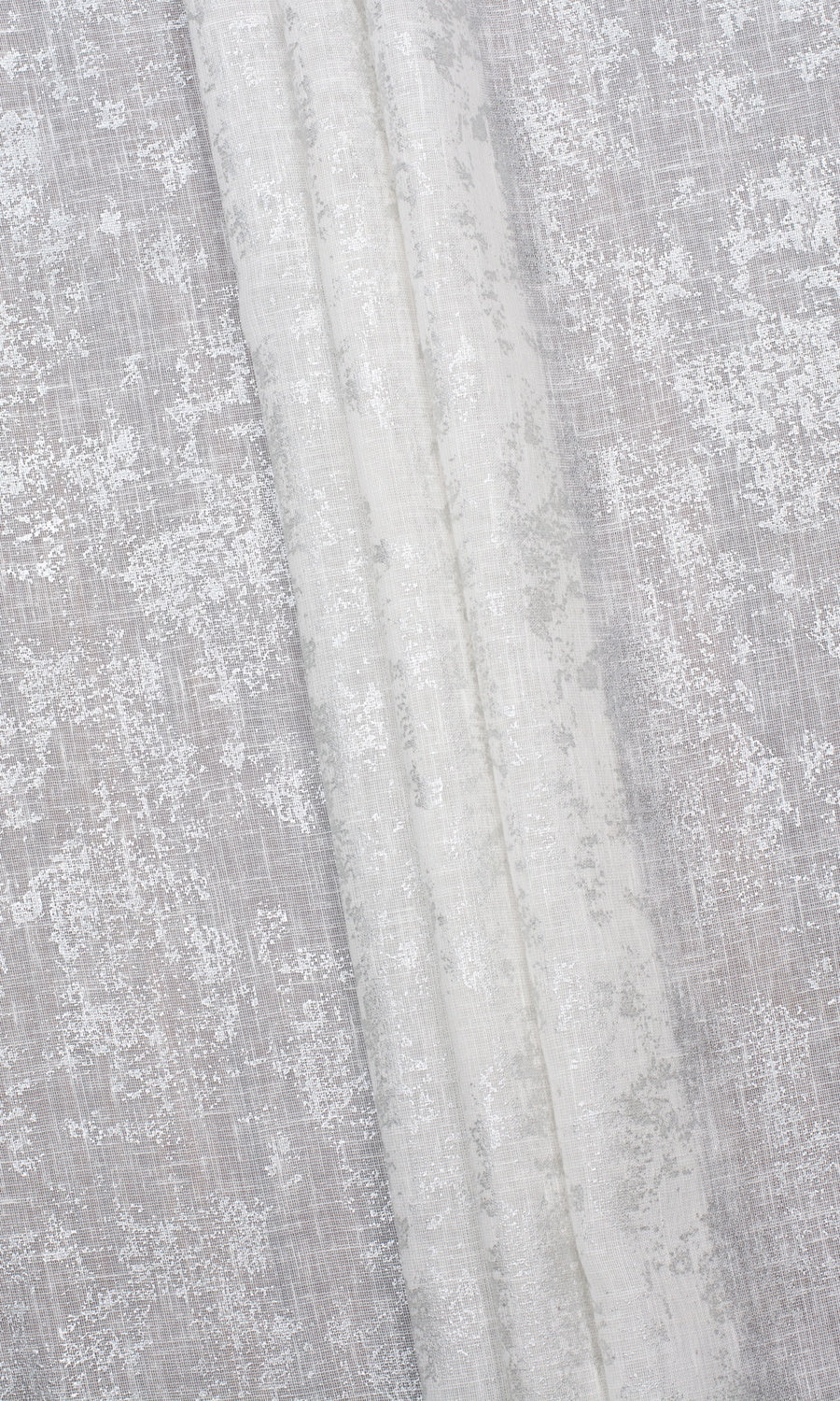 Metallic Accent Semi-Sheer Home Textile Fabric Material By the Yard (White)