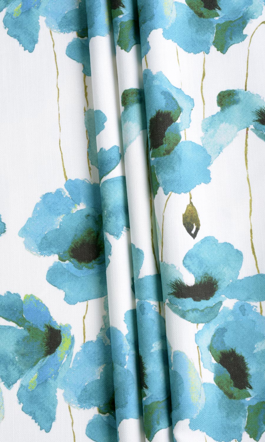 Water Lilies Floral Fabric Material By the Yard (Blue)