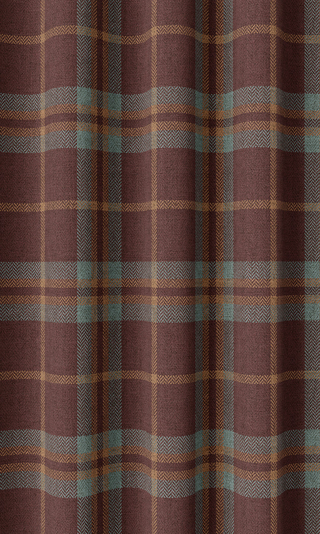 Checkered Home Textile Fabric Material By the Yard (Wine Red/ Orange/ Blue)