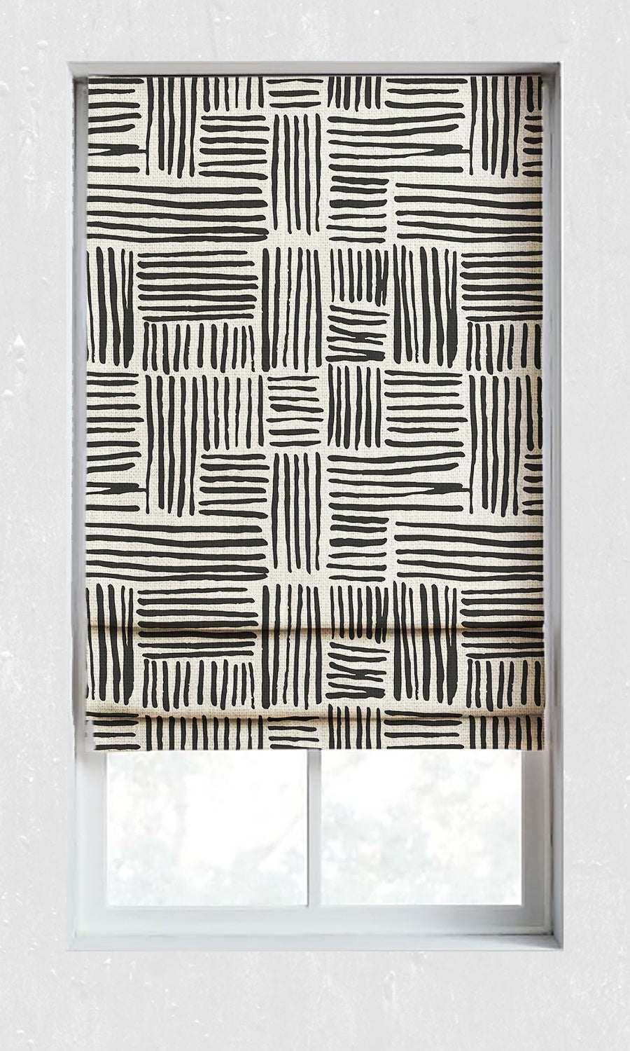 Modern Print Window Treatments Fabric By the Metre (Black/ Ivory)