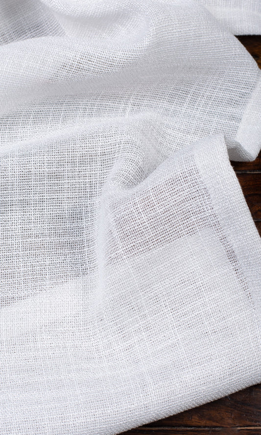 Textured Sheer Home Décor Fabric By the Yard (Porcelain White)