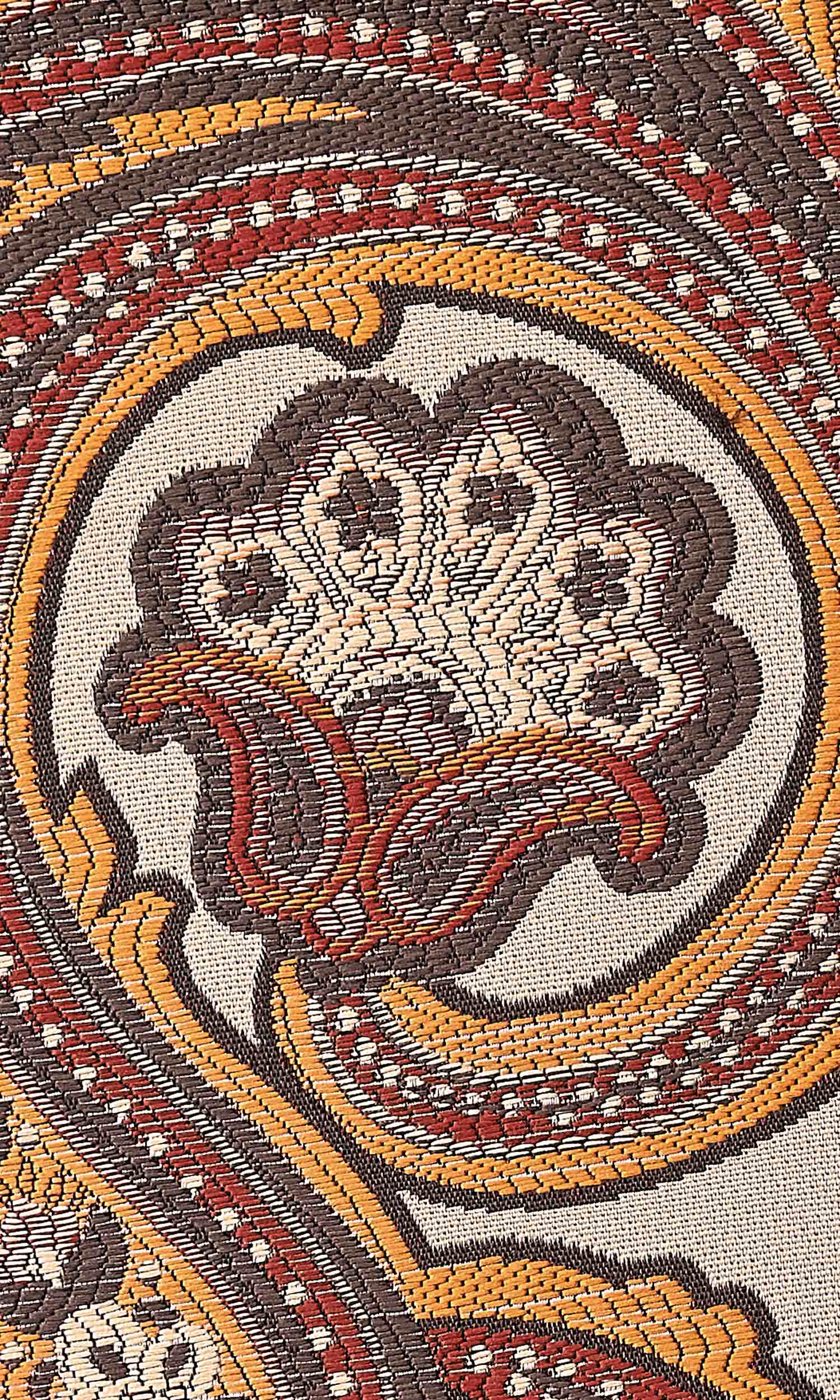 Paisley Home Textile Fabric Material Sample (Brown/ Russet Red/ Deep Yellow)