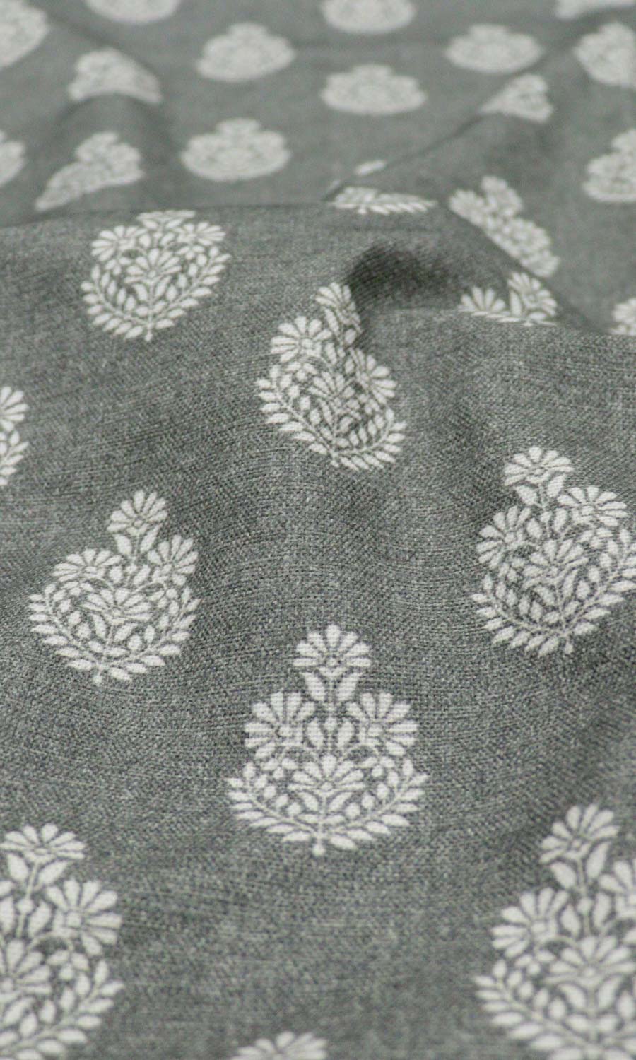Floral Cotton Free Fabric Material Sample (Grey/ Black)