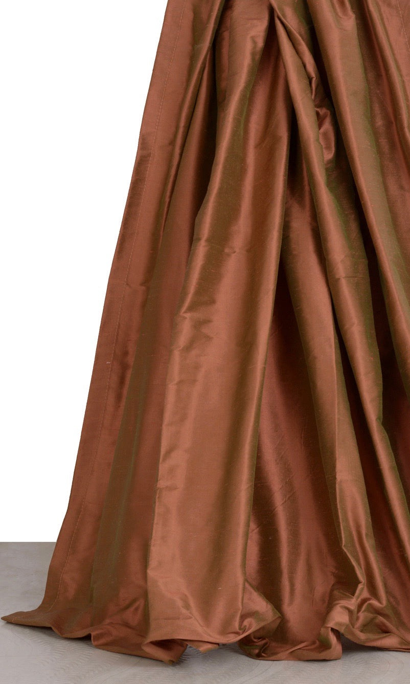 Shantung Silk Window Treatments Fabric By the Yard (Deep Orange)