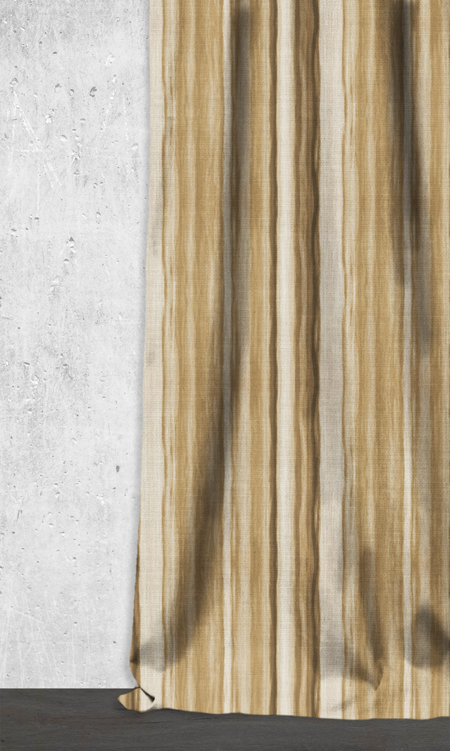 Modern Striped Print Window Treatments Fabric By the Metre (Brown/ Beige)