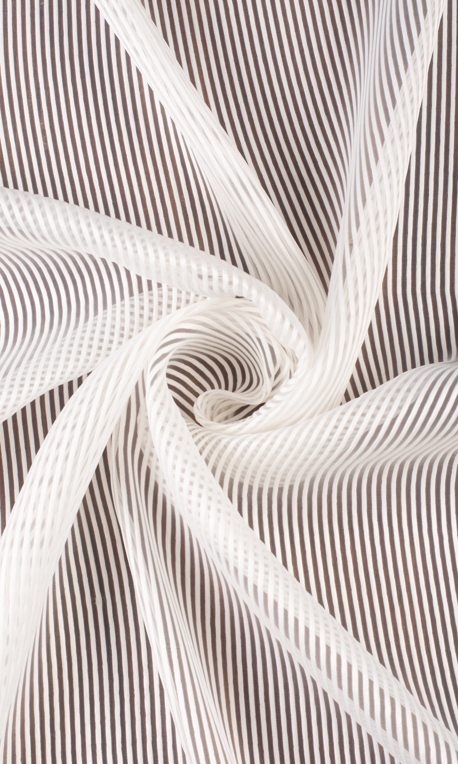 Striped Sheer Home Textile Fabric Material Sample (White)
