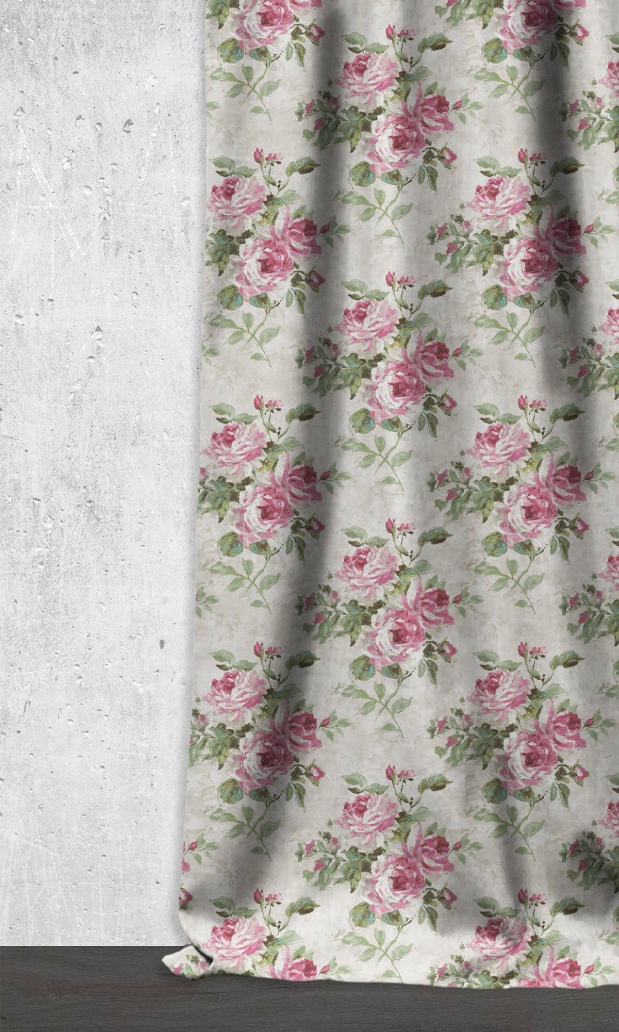 Floral Dimout Home Décor Fabric By the Yard (Pink/ White/ Green)