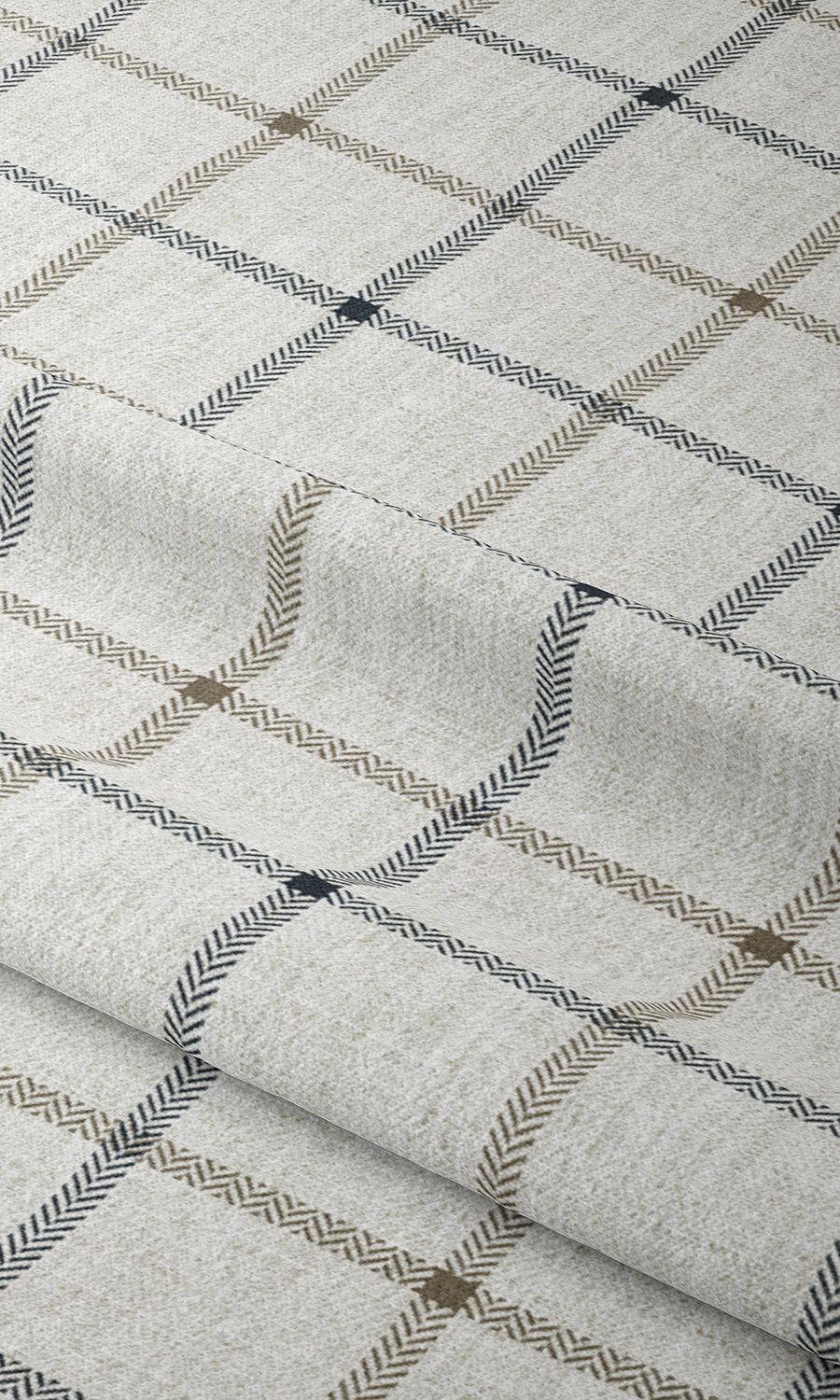 Check Patterned Window Treatments Fabric By the Yard (Oatmeal White)