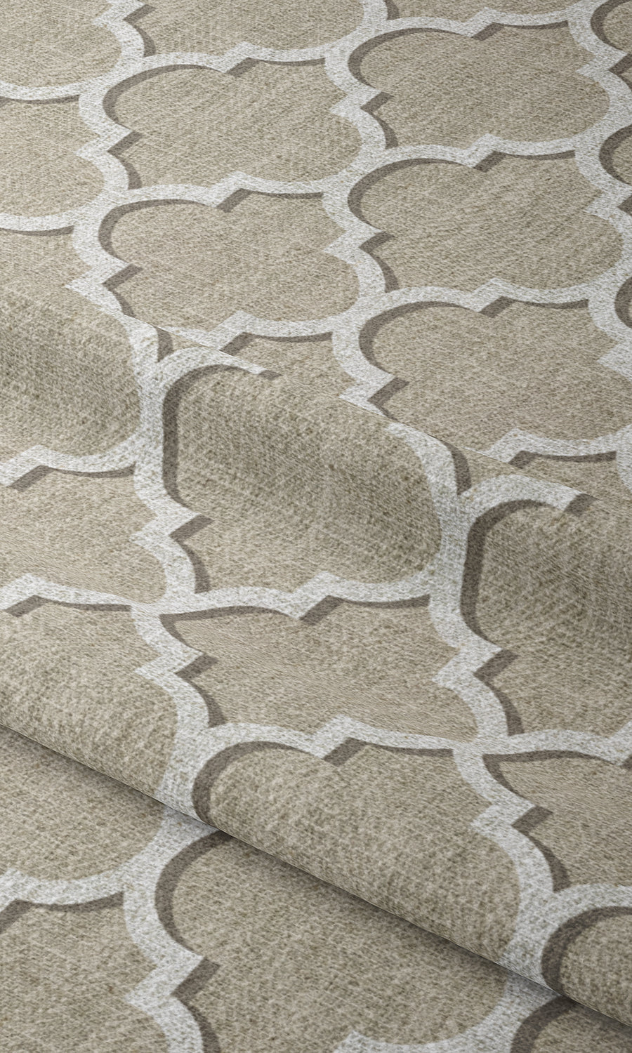 Trellis Tile Print Window Treatments Fabric By the Metre (Beige/ White)
